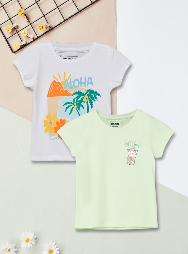 Girls Printed T-shirt - Pack of 2