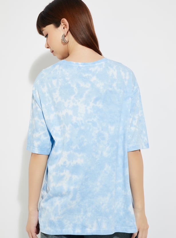 URB_N Women Lilo & Stitch Print Oversized T-shirt