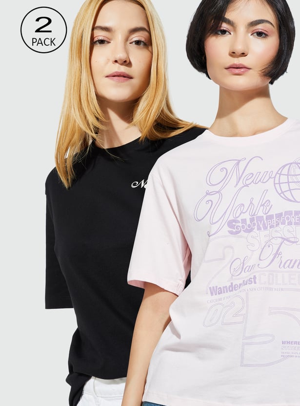 ALAYA F x URB_N Women Printed T-shirt - Pack of 2