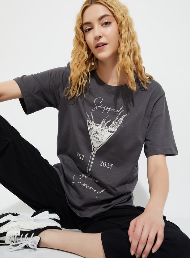 URB_N Women Printed Relaxed Fit T-shirt