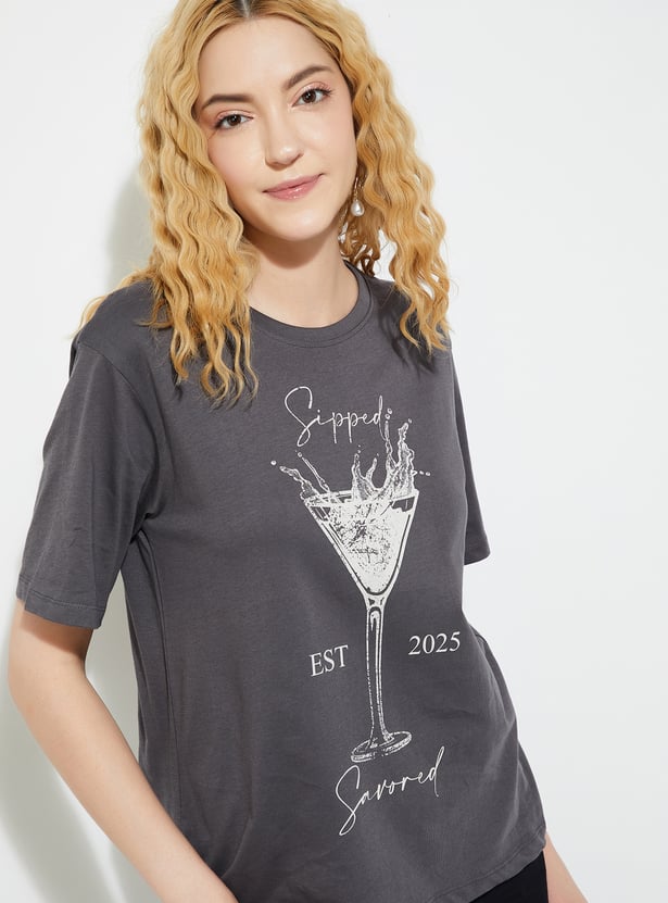 URB_N Women Printed Relaxed Fit T-shirt