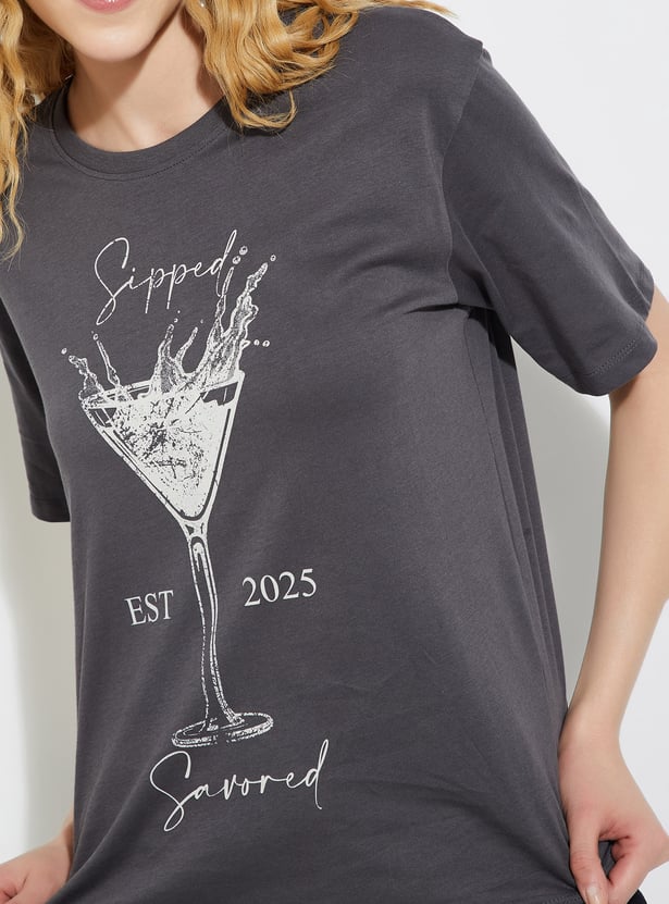 URB_N Women Printed Relaxed Fit T-shirt