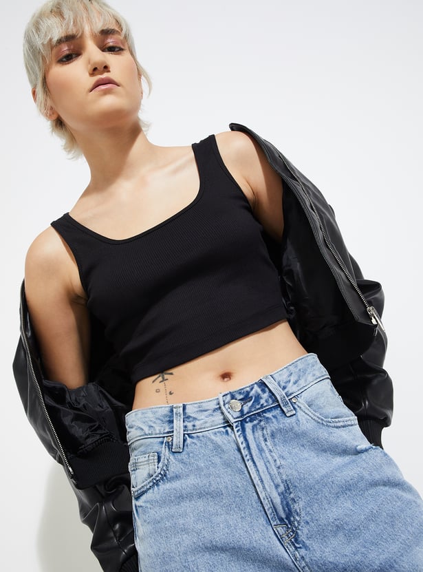 ALAYA F x URB_N Women Ribbed Crop Tank Top