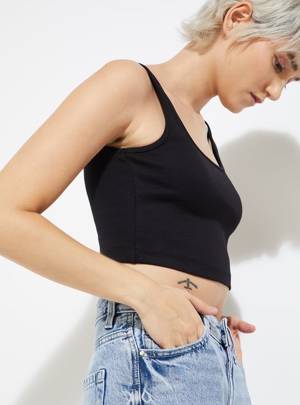 ALAYA F x URB_N Women Ribbed Crop Tank Top