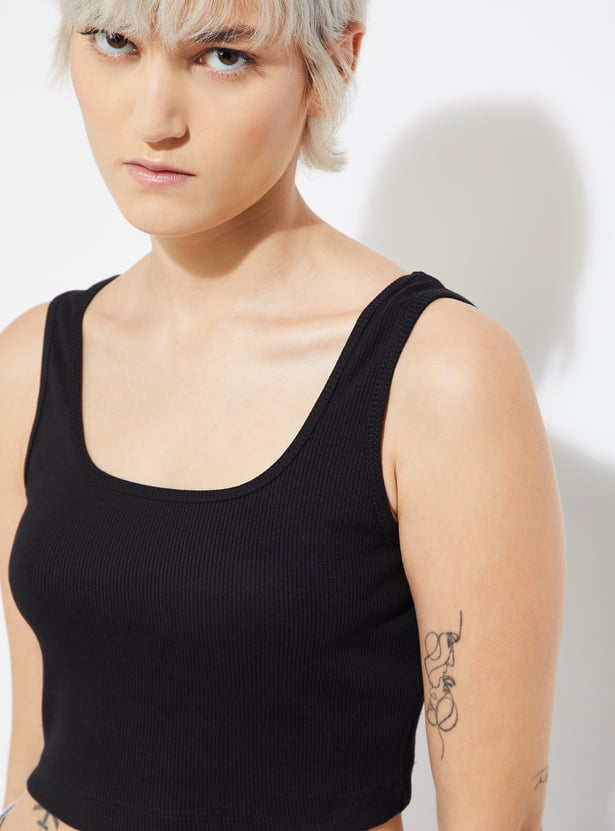 ALAYA F x URB_N Women Ribbed Crop Tank Top