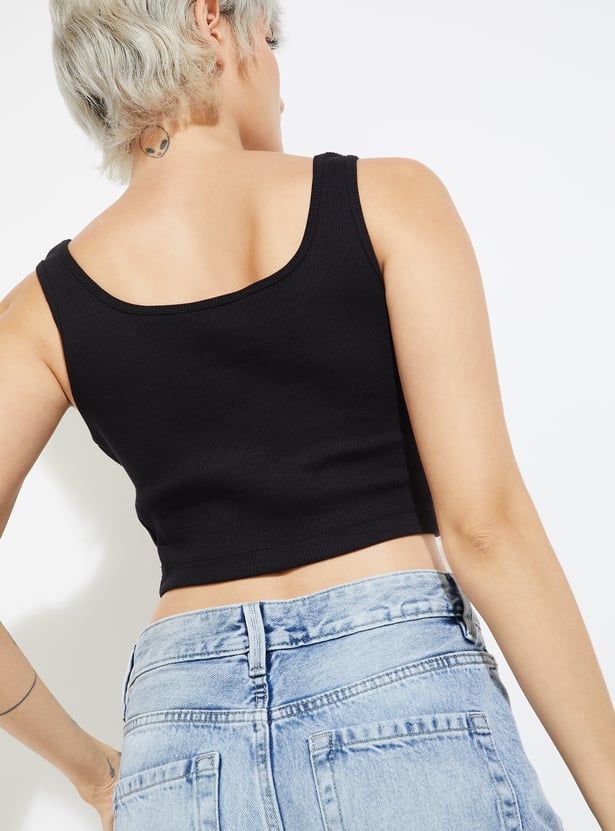 ALAYA F x URB_N Women Ribbed Crop Tank Top