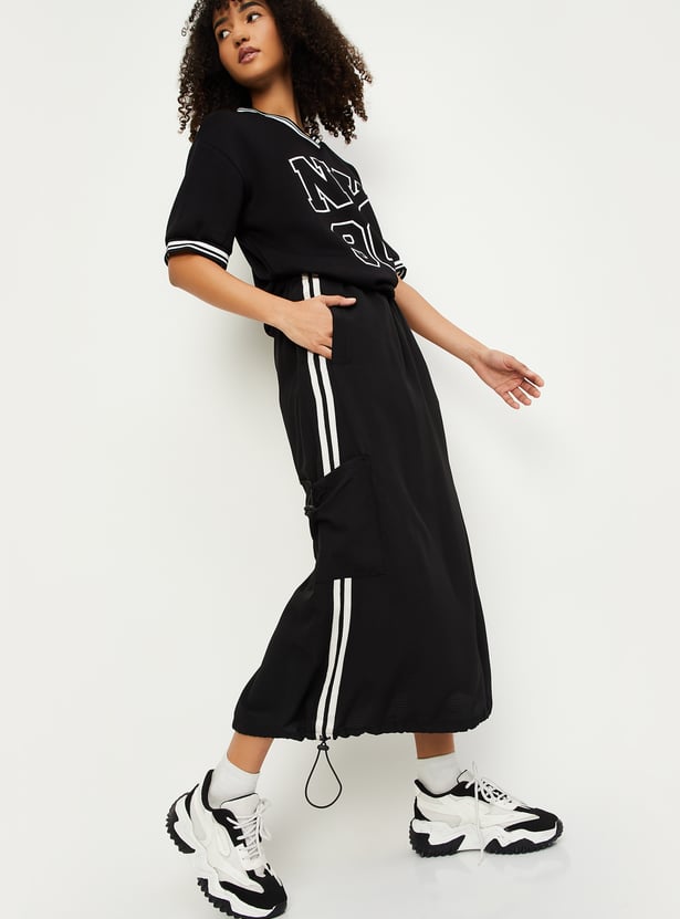 Women Side Striped Midi Skirt