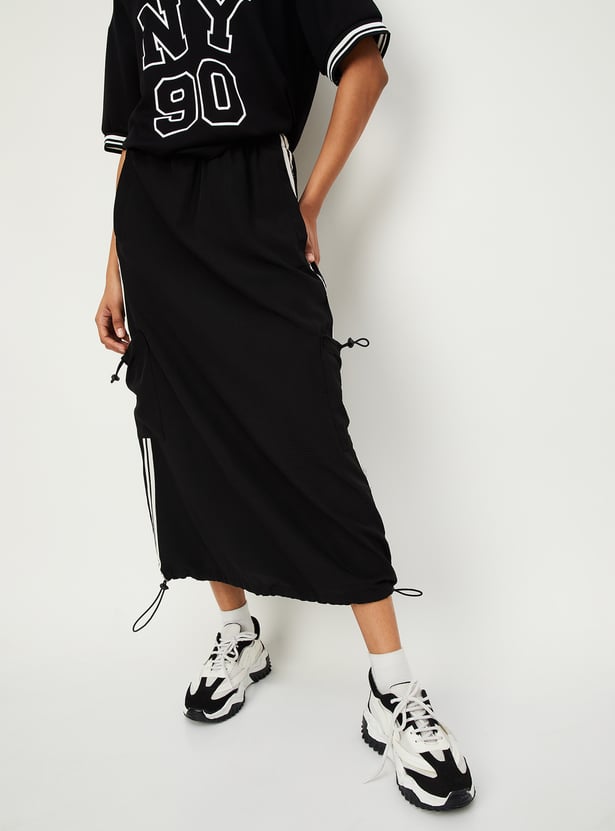 Women Side Striped Midi Skirt