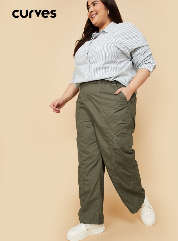 Women Solid Cargo Trousers