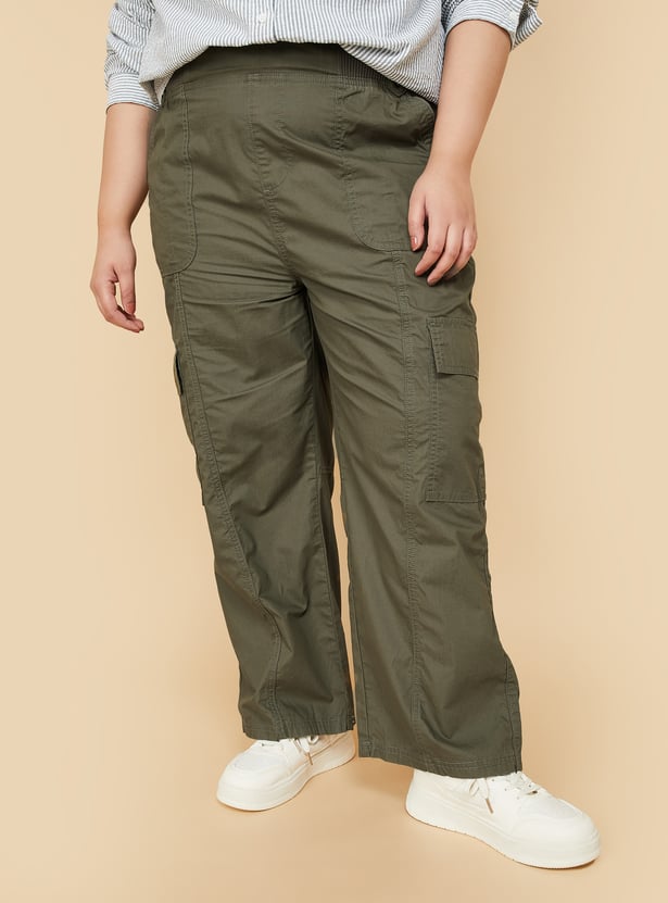 Women Solid Cargo Trousers