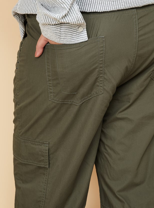 Women Solid Cargo Trousers