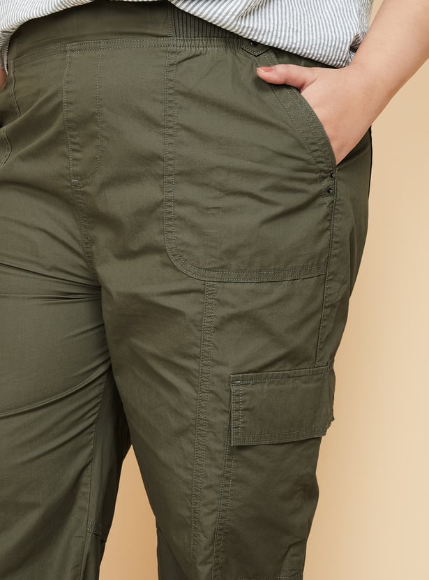 Women Solid Cargo Trousers