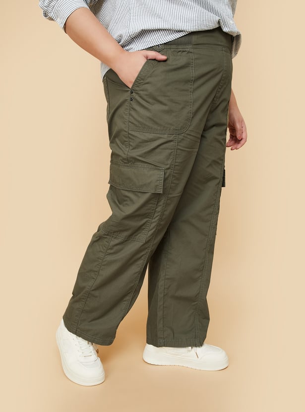 Women Solid Cargo Trousers