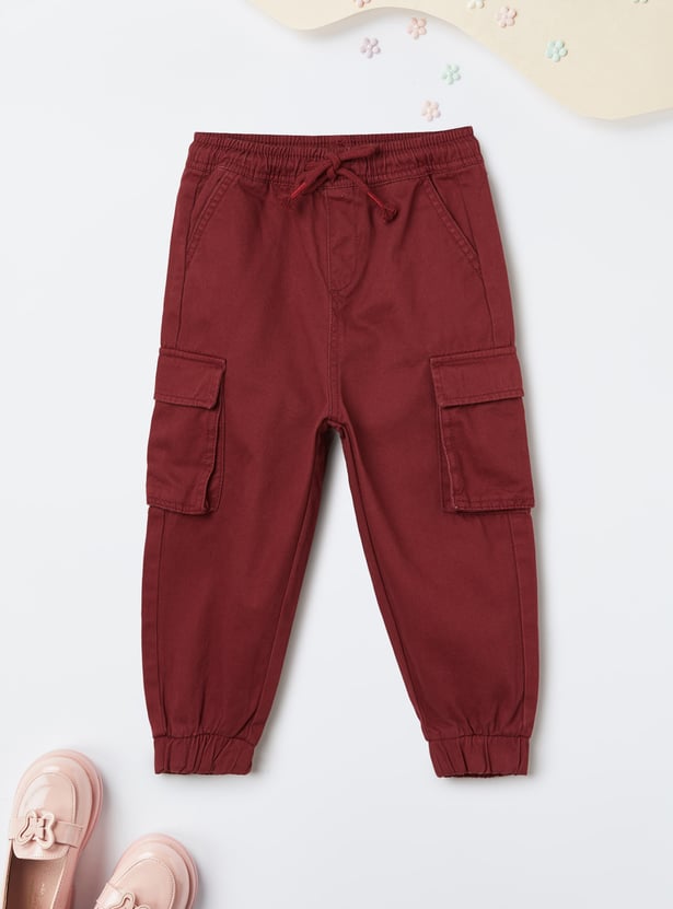 Girls Solid Cargo Joggers