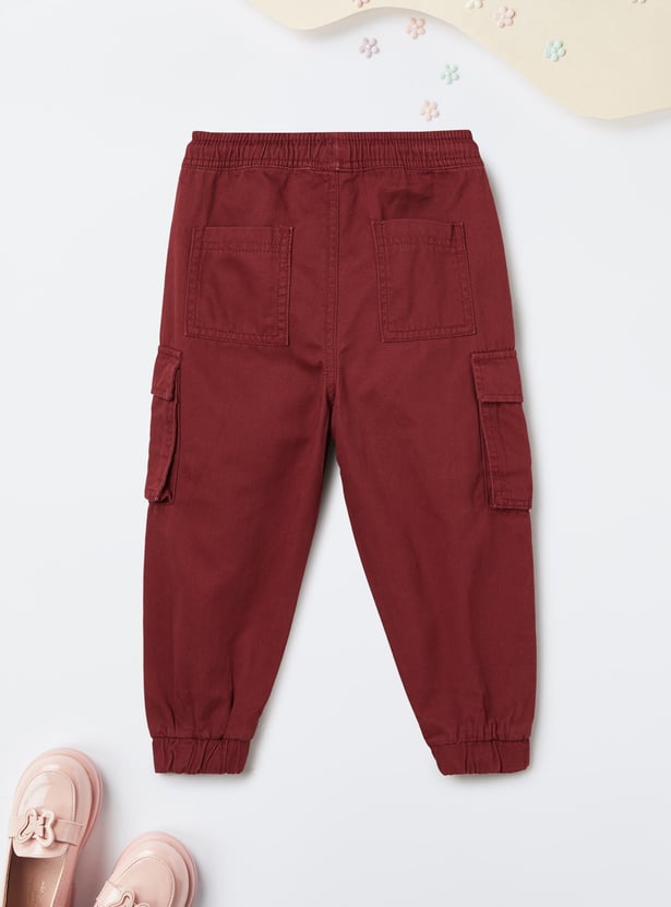 Girls Solid Cargo Joggers