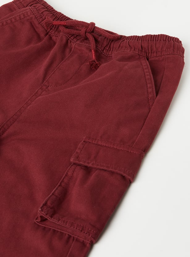 Girls Solid Cargo Joggers