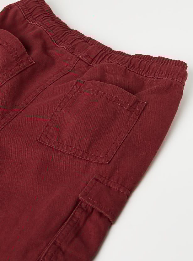 Girls Solid Cargo Joggers