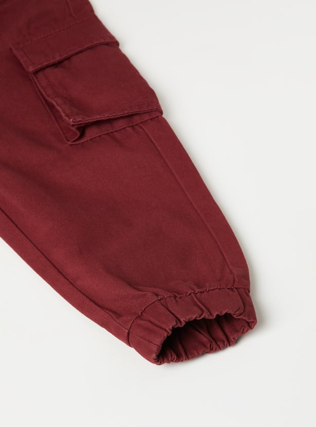 Girls Solid Cargo Joggers