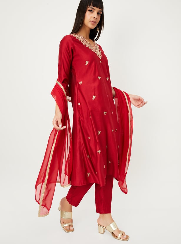 Women Embroidered A-line Kurta Set