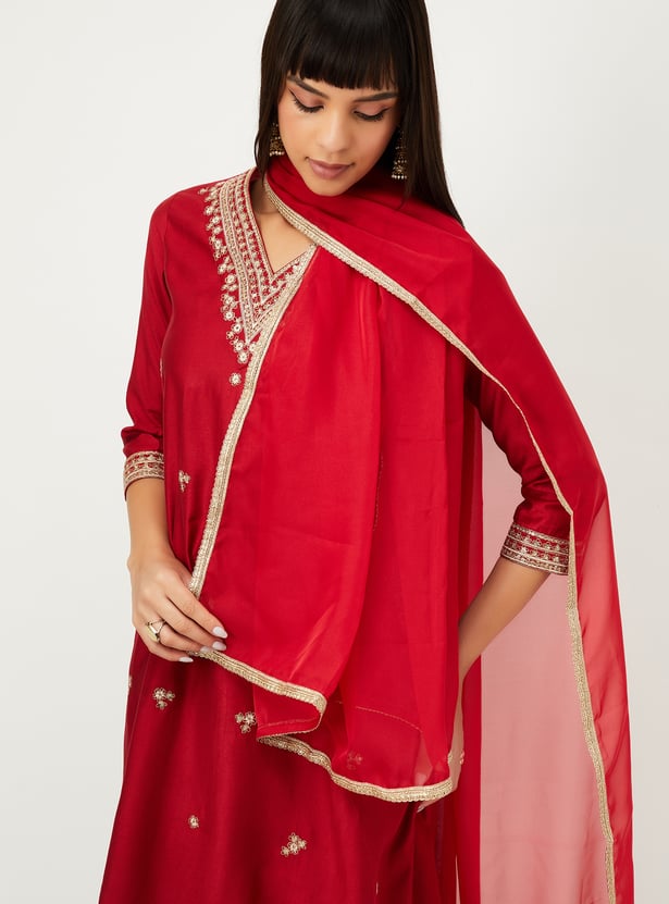 Women Embroidered A-line Kurta Set