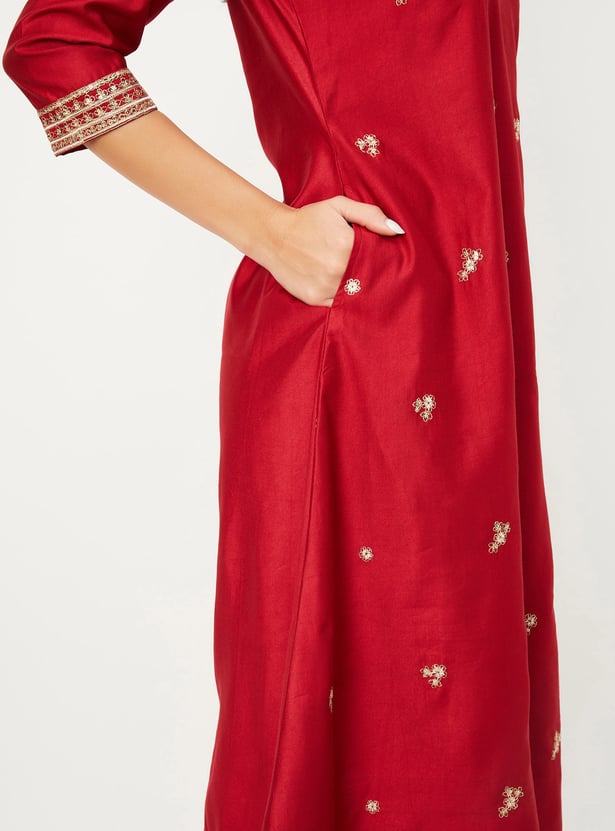 Women Embroidered A-line Kurta Set