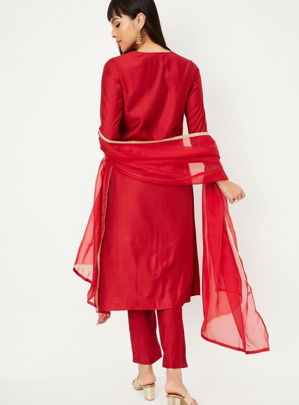 Women Embroidered A-line Kurta Set