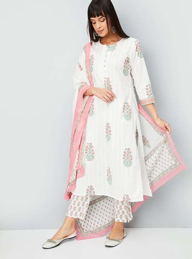Women Floral Print Straight Kurta Set