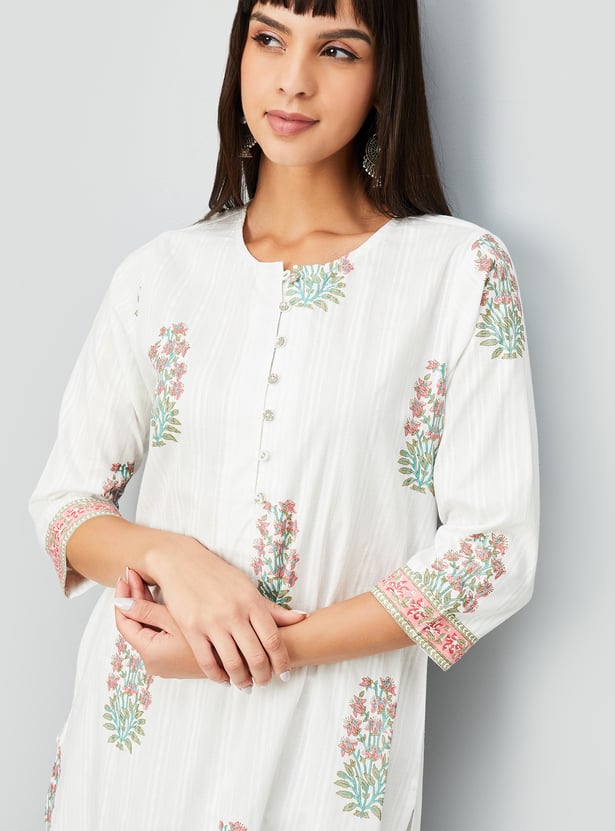 Women Floral Print Straight Kurta Set