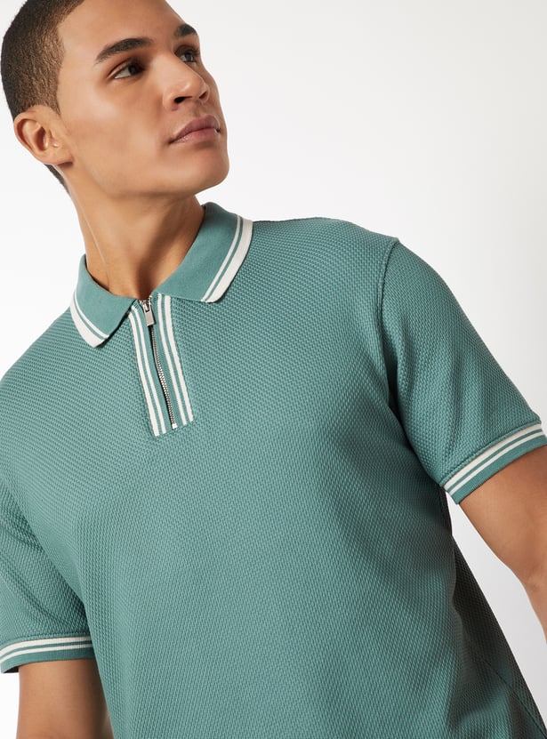 Men Textured Polo T-shirt