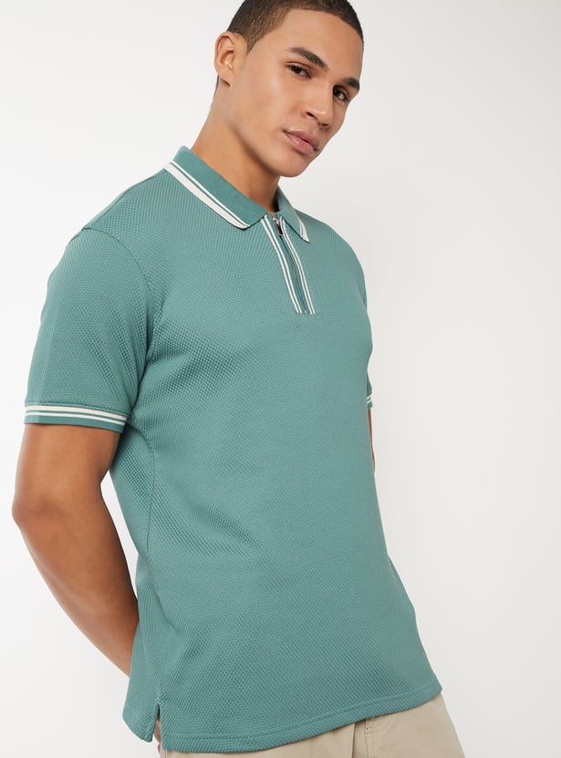 Men Textured Polo T-shirt