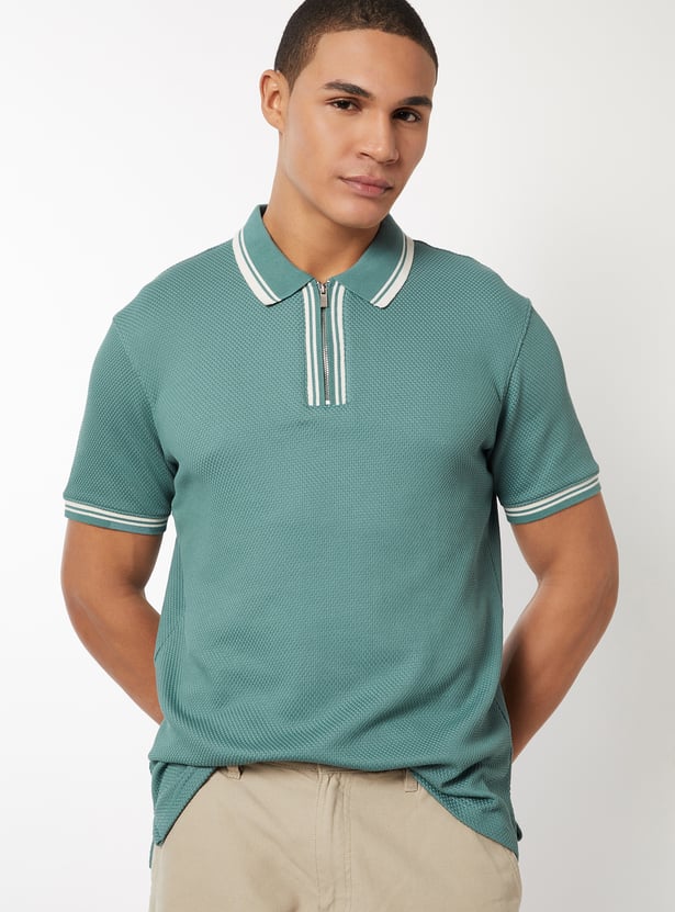 Men Textured Polo T-shirt