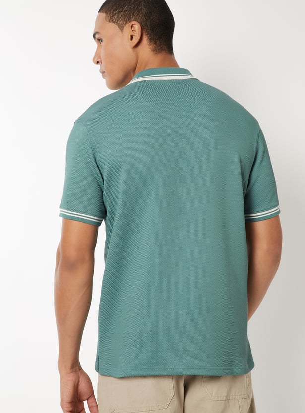 Men Textured Polo T-shirt