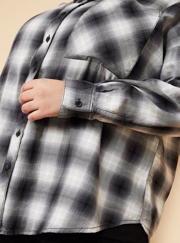 Women Oversized Checked Shirt