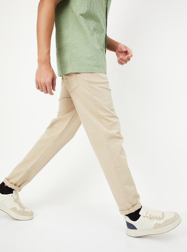 Men Carrot Fit Solid Jeans