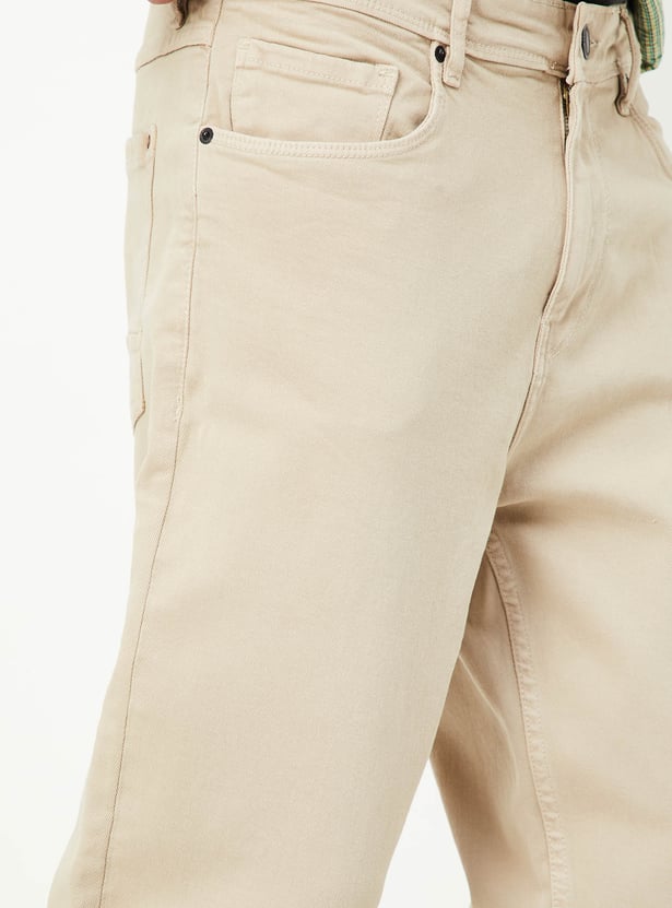 Men Carrot Fit Solid Jeans