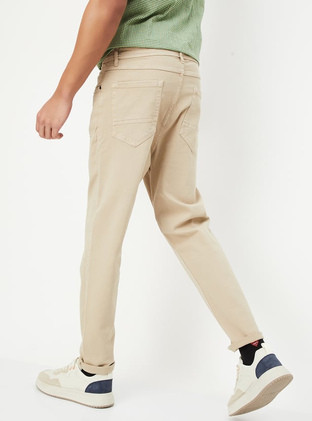 Men Carrot Fit Solid Jeans