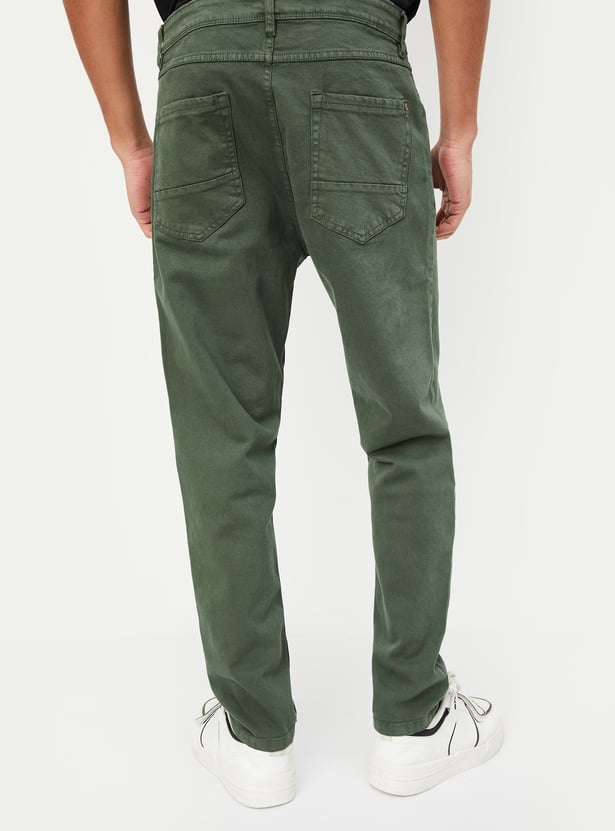 Men Carrot Fit Solid Jeans