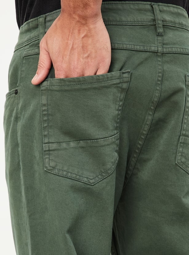 Men Carrot Fit Solid Jeans