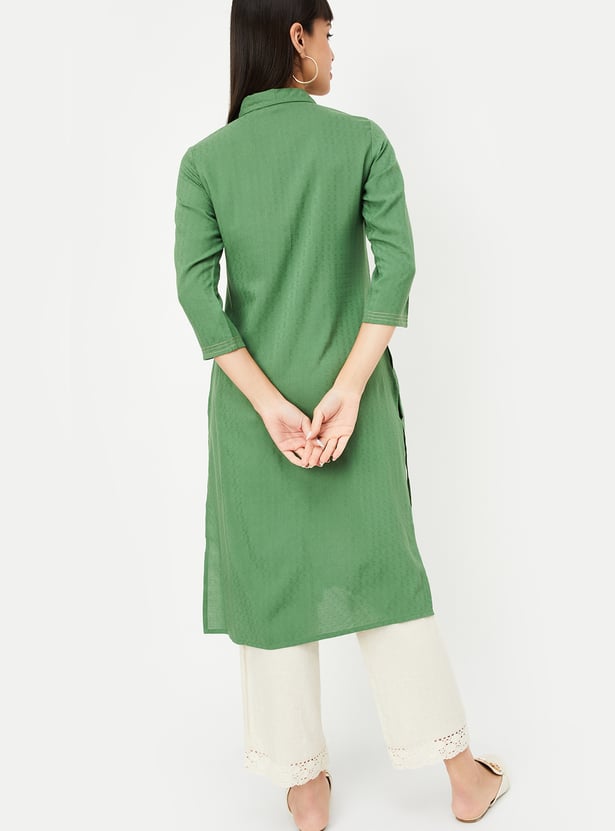 Women Embroidered Straight Kurta