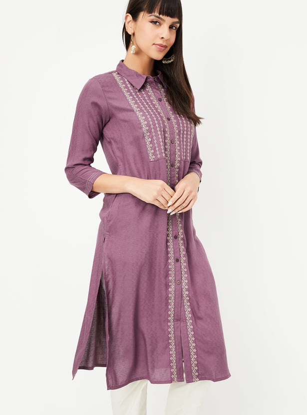 Women Embroidered Straight Kurta