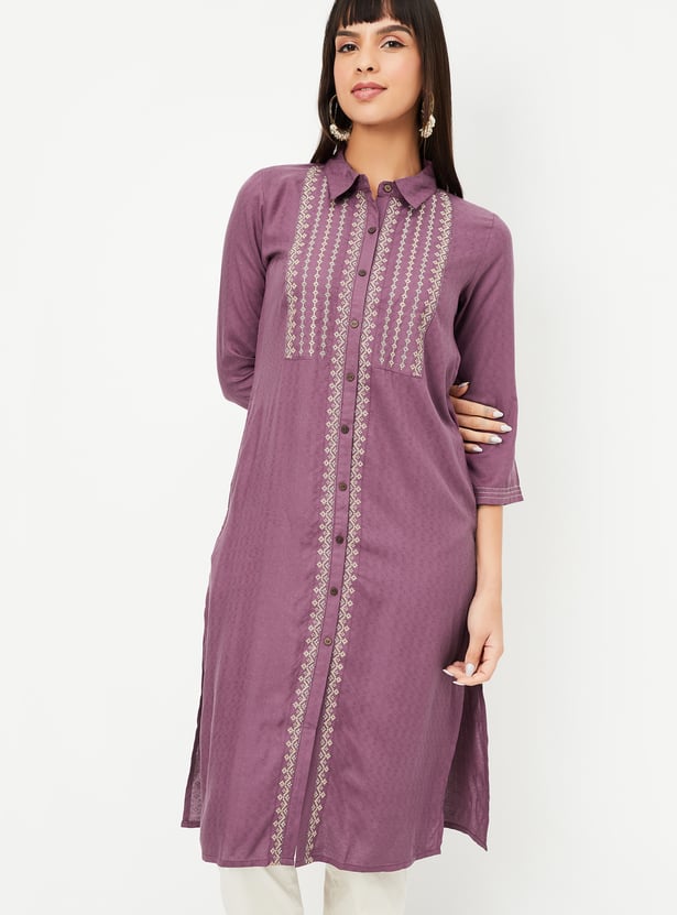Women Embroidered Straight Kurta