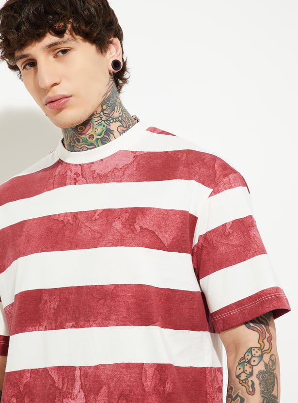 URB_N Men Striped Oversized T-shirt
