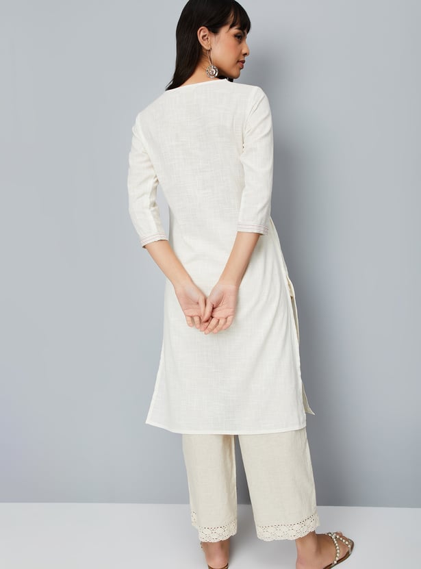 Women Embroidered Straight Kurta