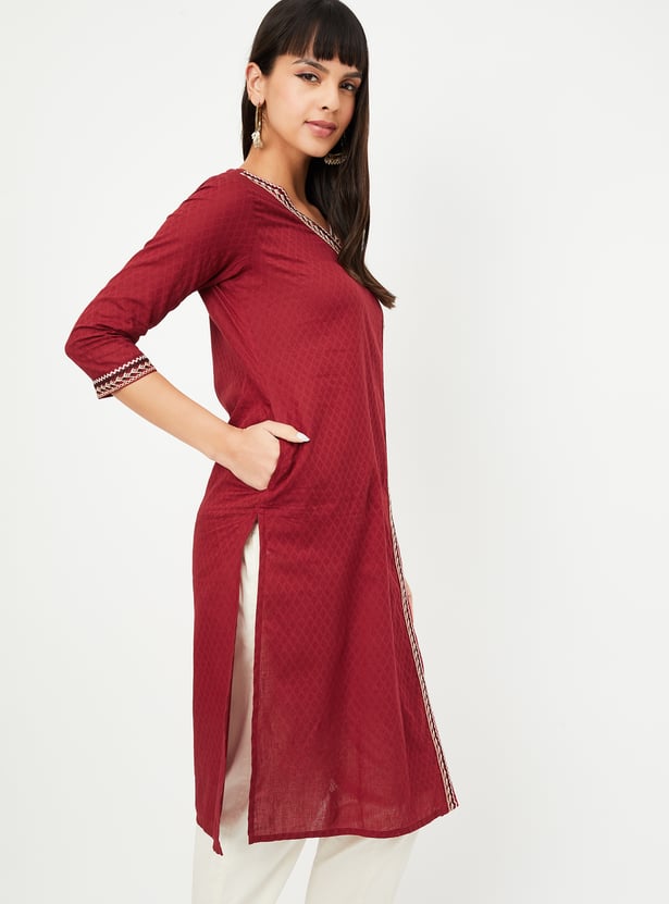 Women'S Plus Size Abstract Ankle Length Angrakha Style Kurta - Miravan