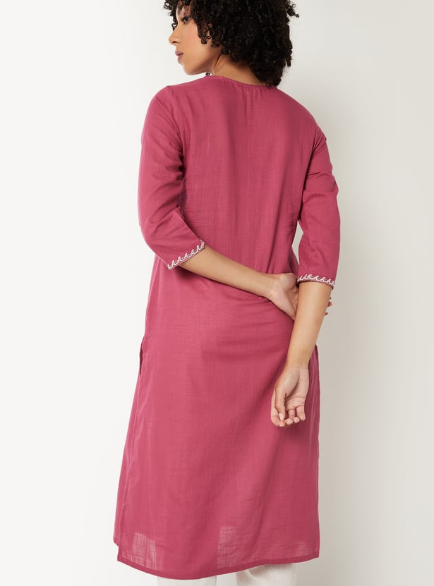 Buy Women Embroidered Straight Kurta Online at just
