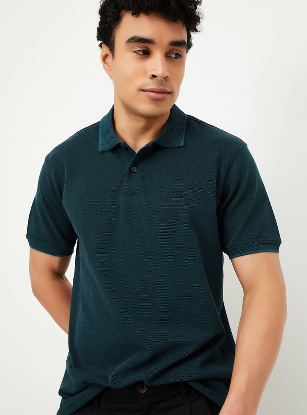 Men Textured Polo T-shirt