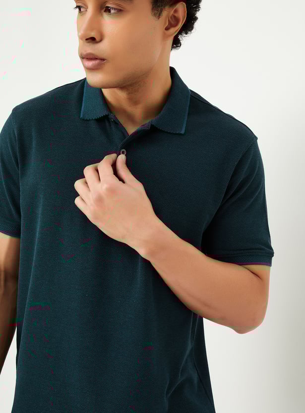 Men Textured Polo T-shirt