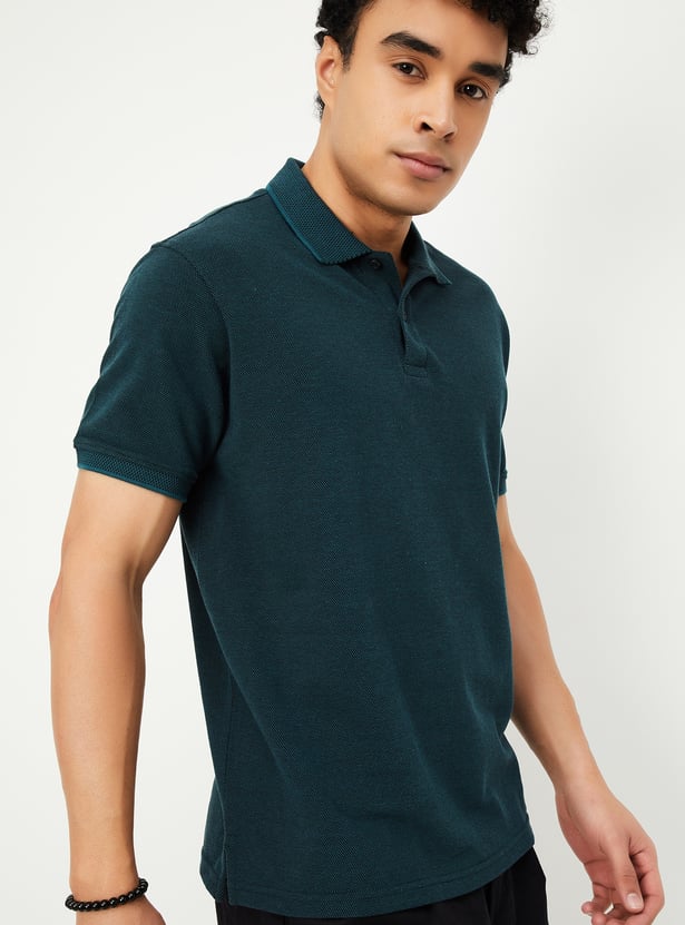 Men Textured Polo T-shirt