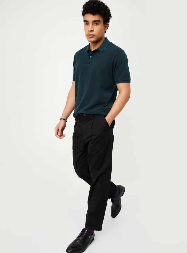 Men Textured Polo T-shirt