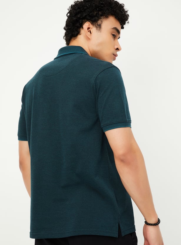 Men Textured Polo T-shirt